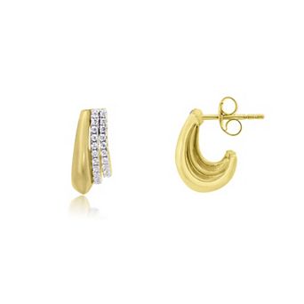 Triple CZ Huggie Hoop Earrings