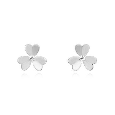 Clover Petal CZ Stud Earrings