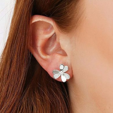 Clover Petal CZ Stud Earrings