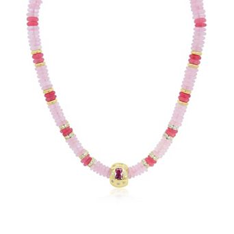 Pink Bead Rondel Necklace