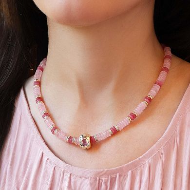 Pink Bead Rondel Necklace