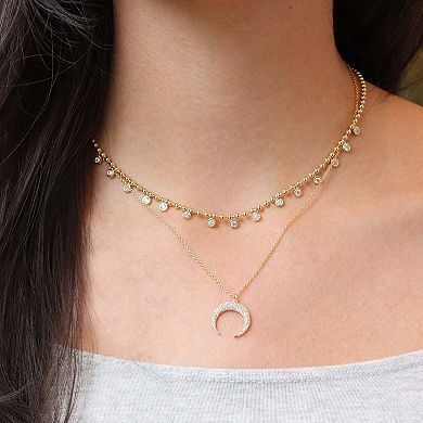CZ Crescent Horn Necklace