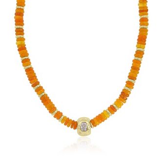 Orange Bead Rondel Necklace
