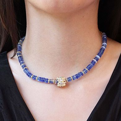 Blue Bead Rondel Necklace