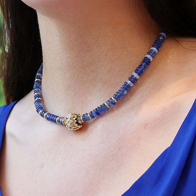 Blue Bead Rondel Necklace