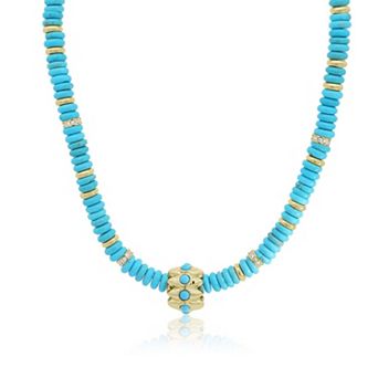 Turquoise Bead Rondel Necklace