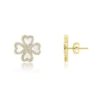 Mother of Pearl CZ Lucky Clover Stud Earrings
