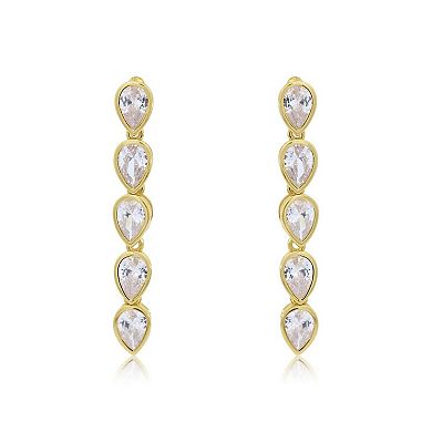 CZ Pear Bezel Dangle Earrings