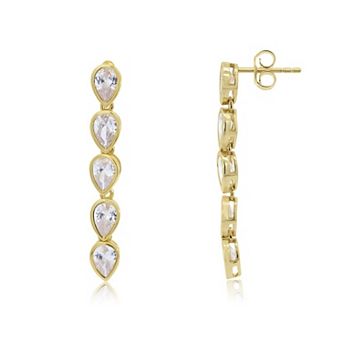CZ Pear Bezel Dangle Earrings