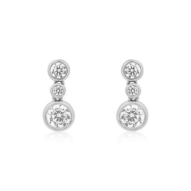 CZ Triple Bezel Drop Earrings