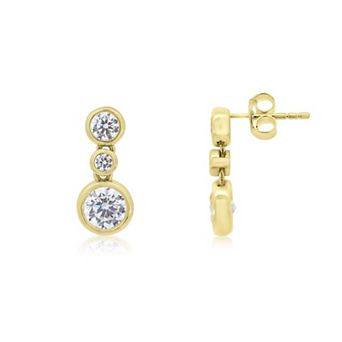 CZ Triple Bezel Drop Earrings