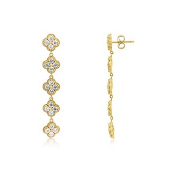 CZ Clover Dangle Earrings