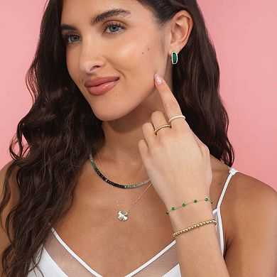 Malachite CZ Oval Hoop Earrings