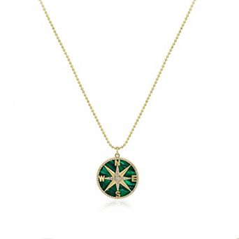 Malachite CZ Compass Necklace