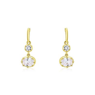CZ Double Drop Prong Earrings
