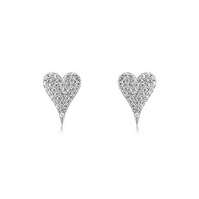 Pave CZ Heart Stud Earrings