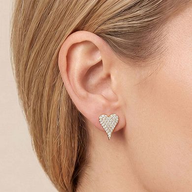 Pave CZ Heart Stud Earrings