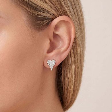 Pave CZ Heart Stud Earrings