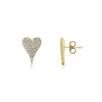 Pave CZ Heart Stud Earrings