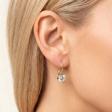CZ Round Drop Hook Earrings