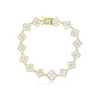 Mother of Pearl CZ Clover Bracelet