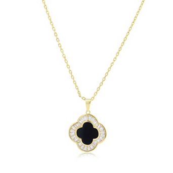 Large Onyx CZ Clover Necklace