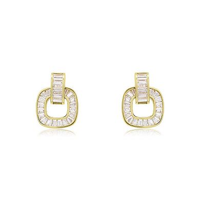 CZ Baguette Square Link Earrings