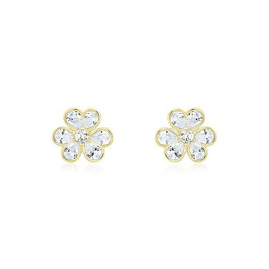 CZ Flower Stud Earrings