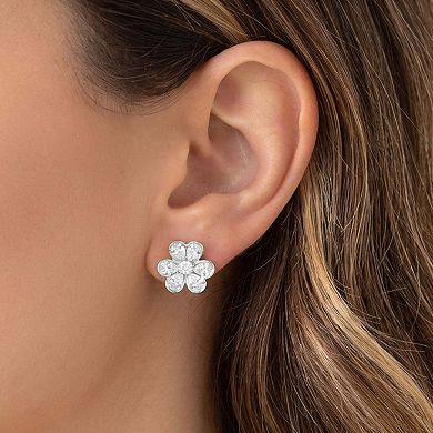 CZ Flower Stud Earrings