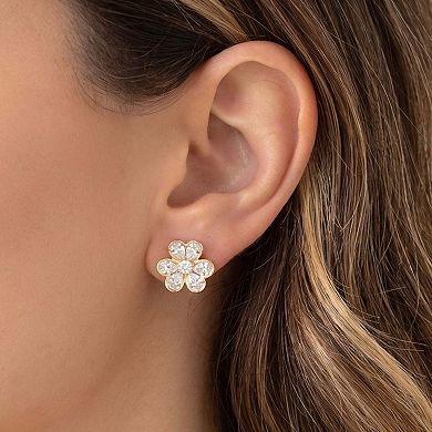 CZ Flower Stud Earrings