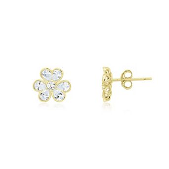 CZ Flower Stud Earrings