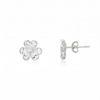 CZ Flower Stud Earrings