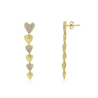 CZ Alternating Heart Dangle Earrings
