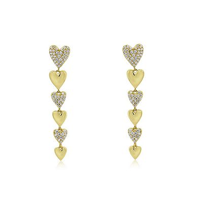 CZ Alternating Heart Dangle Earrings