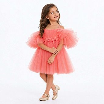 Blush Feather Fairy Tulle Flower Girl Dress