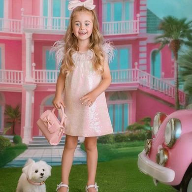 Iridescent Stardust Pink Sequin Birthday Dress for Girls