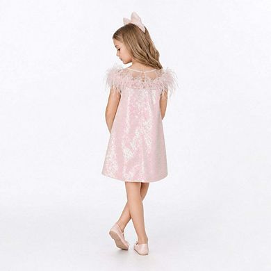Iridescent Stardust Pink Sequin Birthday Dress for Girls