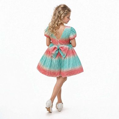 Aqua Sunset Sparkle Sequin Birthday Dress for Girls