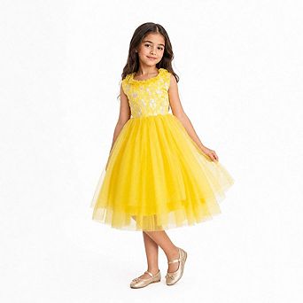 Sunshine Petal Yellow Tulle Birthday Dress for Girls