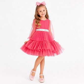 Parisian Rosé Pink Tulle Birthday Party Dress for Girls
