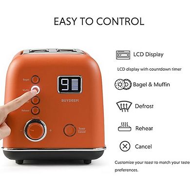 BUYDEEM DT730 2-Slice Motorized Toaster with LCD Timer, 9 Shade Settings