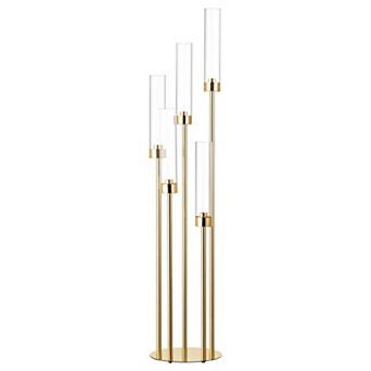 1 pc 42.5 in 5 Arm Gold Floor Candelabra, Tall Metal Candle Centerpieces for Tables