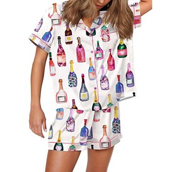 Sheshow Womens Pajama Sets 2 pc Pjs for Women Button Down Short Sleeve Loungewear Set