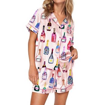Sheshow Womens Pajama Sets 2 pc Pjs for Women Button Down Short Sleeve Loungewear Set