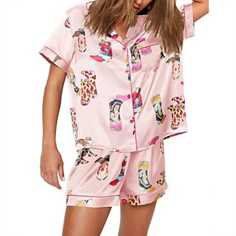 SHESHOW Womens Button Down Pajama Sets Soft Button Down Loungewear 2 pc Outfits Pjs Shorts Set XL