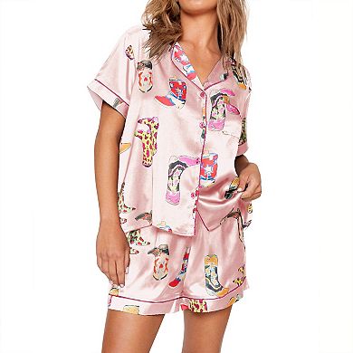 SHESHOW Womens Button Down Pajama Sets Soft Button Down Loungewear 2 Piece Outfits Pjs Shorts Set XL