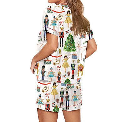 SHESHOW Womens Button Down Pajama Sets Soft Button Down Loungewear 2 Piece Outfits Pjs Shorts Set XL