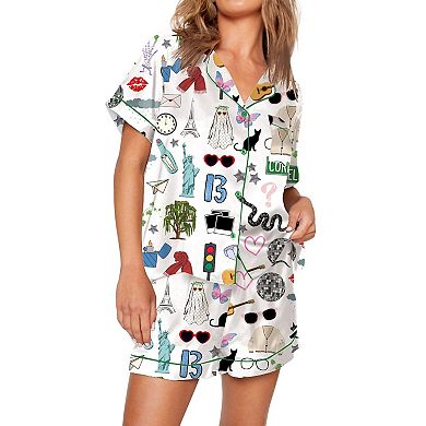 SHESHOW Womens Button Down Pajama Sets Soft Button Down Loungewear 2 Piece Outfits Pjs Shorts Set XL