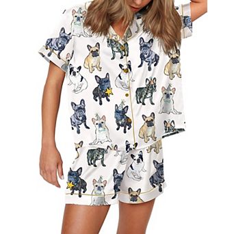 SHESHOW Womens Button Down Pajama Sets Soft Button Down Loungewear 2 pc Outfits Pjs Shorts Set S