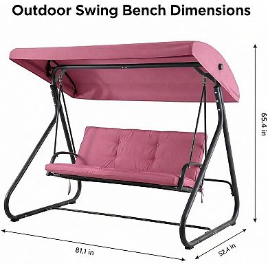 3-Seat Convertible Swing Glider, 2-in-1 Bench to Bed, 750 lbs Cap